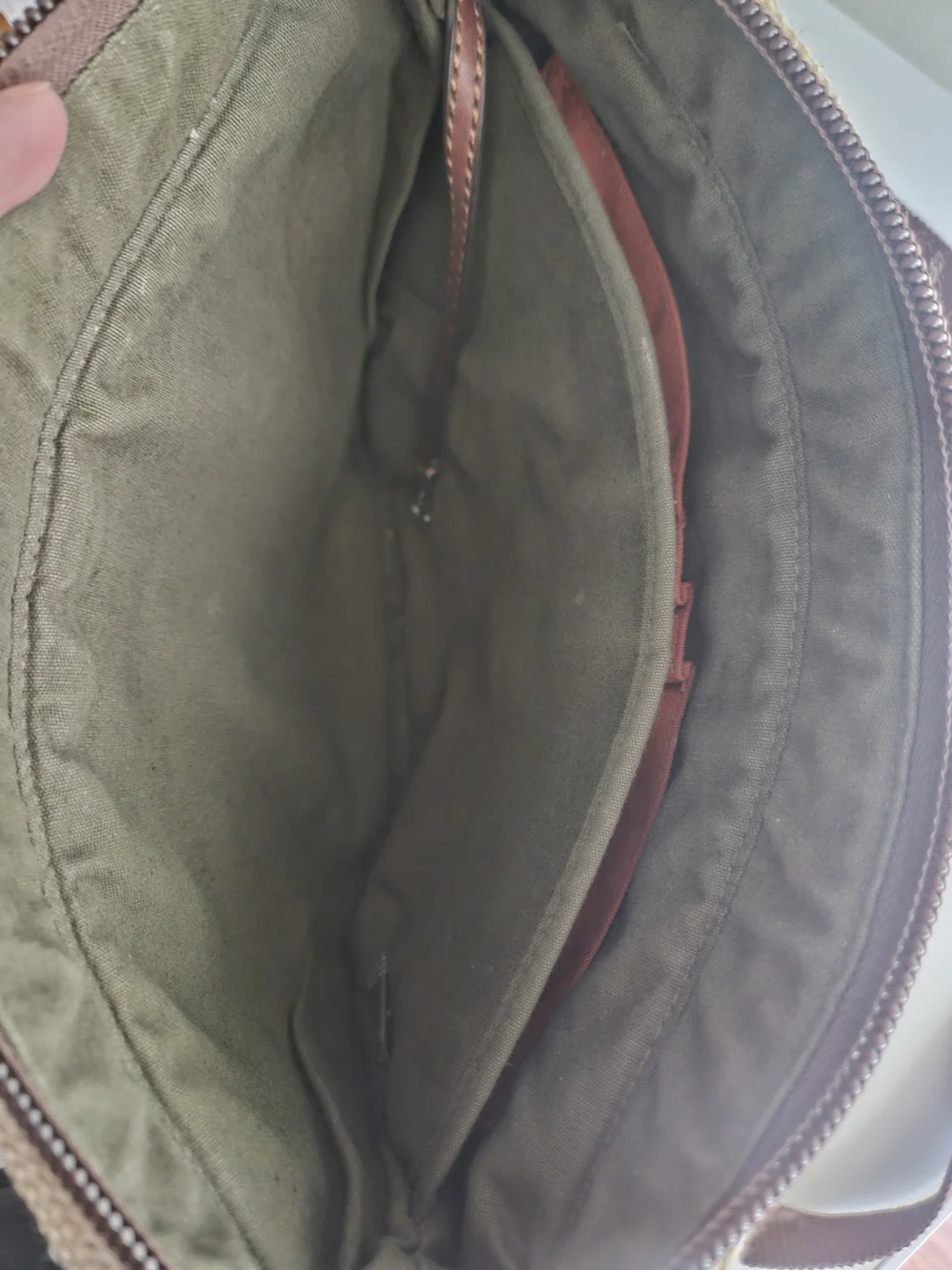 Fossil Men's Canvas Crossbody Bag in Beige with Brown Trim